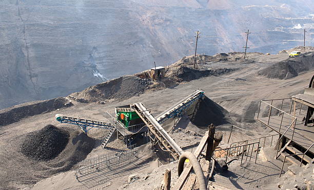 Open-pit Mine with Earth Mover with stones Open-pit Mine with Earth Mover with stones