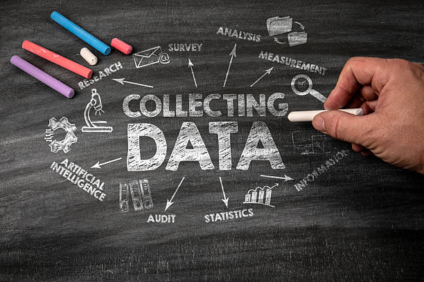 Collecting Data Concept. Black scratched textured chalkboard background. Collecting Data Concept. Black scratched textured chalkboard background.